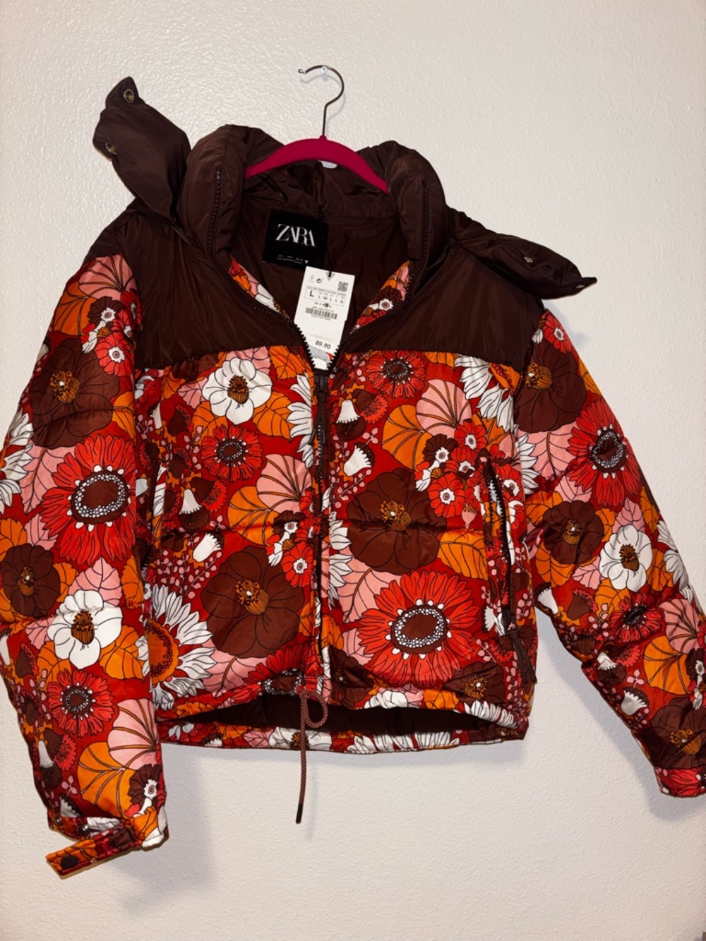 Limited Edition Zara Floral Puffer Jacket NWT large - Picture 3 of 4